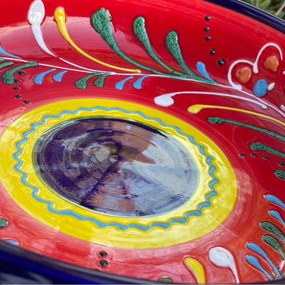 Ceramicas large colorful serving bowl handpainted Spain Cinco de Mayo chips dip - Picture 9 of 9